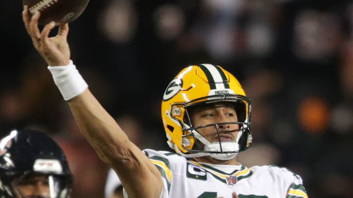 Green Bay Packers quarterback Jordan Love (10) against the Chicago Bears during their wild-card playoff football game Saturday, January 10, 2026, at Soldier Field in Chicago, Illinois. The Bears defeated the Packers 31-27.
Wm. Glasheen /USA TODAY NETWORK-Wisconsin.