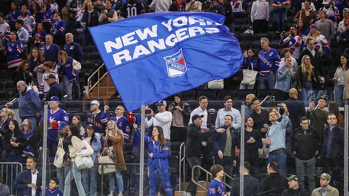 Apr 17, 2025; New York, New York, USA; New York Rangers fans at Madison Square Garden. Apr 17, 2025; New York, New York, USA; New York Rangers fans at Madison Square Garden.