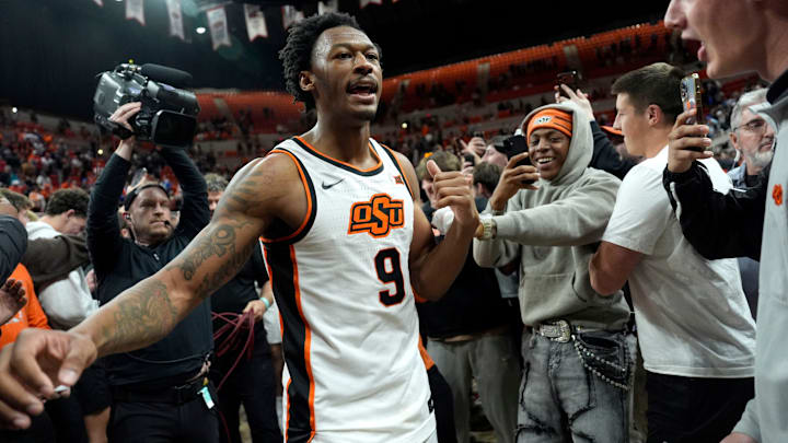 Oklahoma State fans rushed the court after the Cowboys upset No. 16 BYU on Wednesday night.