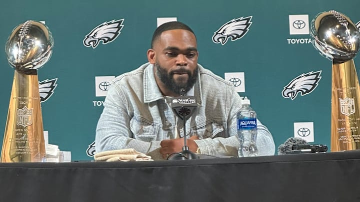 Eagles DE Brandon Graham at his retirement press conference on March 18, 2025. Eagles DE Brandon Graham at his retirement press conference on March 18, 2025.