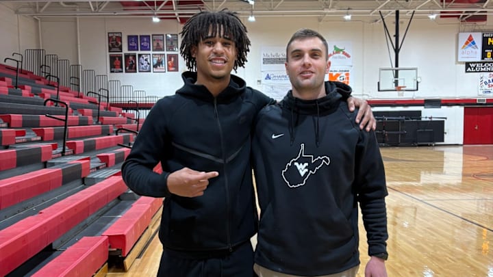 New WVU WR Commit Malachi Thompson with WVU WR coach Ryan Garrett
