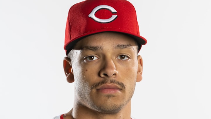 Feb 18, 2025; Goodyear, AZ, USA; Cincinnati Reds pitcher Chase Burns poses for a portrait during Media Day at the Cincinnati Reds Development Complex. Mandatory Credit: Mark J. Rebilas-Imagn Images Feb 18, 2025; Goodyear, AZ, USA; Cincinnati Reds pitcher Chase Burns poses for a portrait during Media Day at the Cincinnati Reds Development Complex. Mandatory Credit: Mark J. Rebilas-Imagn Images