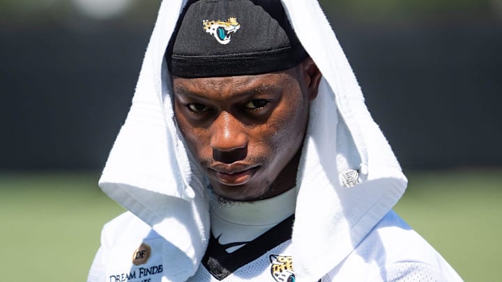 Jacksonville Jaguars cornerback Montaric Brown (30) makes his way to a press conference after the Jacksonville Jaguars’ third mandatory minicamp Thursday June 12, 2025 at the Miller Electric Center in Jacksonville, Fla. [Doug Engle/Florida Times-Union]
