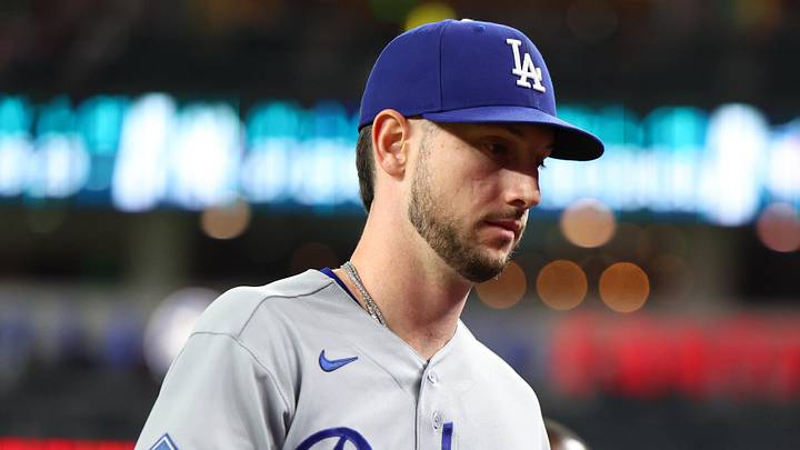 Jun 4, 2026; Phoenix, Arizona, USA; Los Angeles Dodgers right fielder Kyle Tucker (23)  walks to the dugout after warming up before the game against the Arizona Diamondbacks at Chase Field. Mandatory Credit: Anna Carrington-Imagn Images