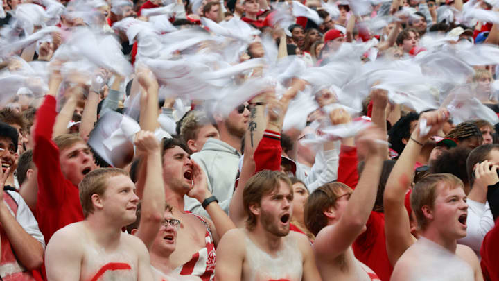 Indiana University fans in the student section cheer against...