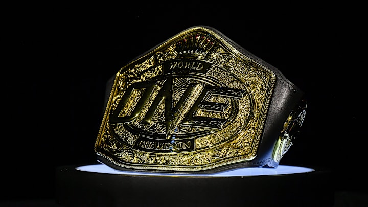 Champion belt seen during the One fight night 16 at Lumpinee...