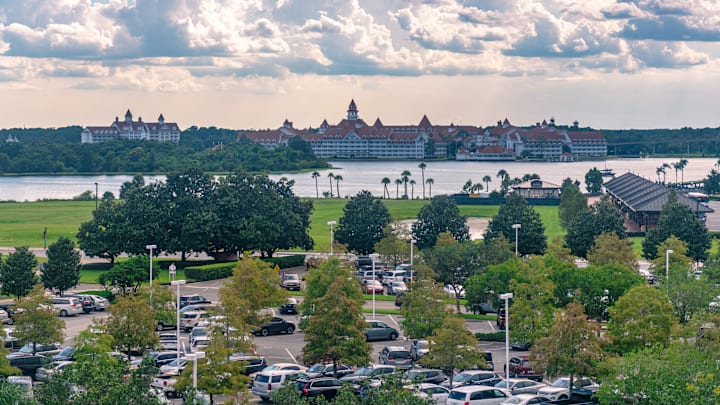 Urban skyline of resorts at Walt Disney World's Magic...