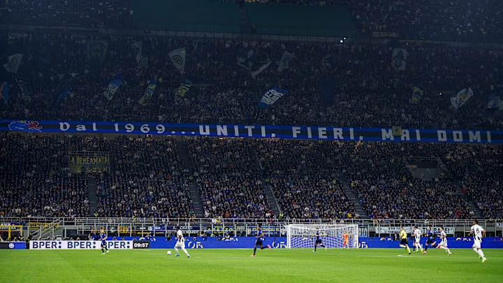 A general view of sector 'Curva Nord' is seen during the...