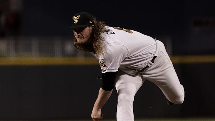 The El Paso Chihuahuas' Jay Groome (44)  pitches the ball at their season opener against the Sugar Land Space Cowboys Friday, March 31, 2023, at Southwest University Park in El Paso, Texas.