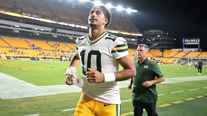 Aug 13, 2026; Pittsburgh, Pennsylvania, USA;  Green Bay Packers quarterback Jordan Love (10) leaves the field after playing the Pittsburgh Steelers at Acrisure Stadium. Mandatory Credit: Barry Reeger-Imagn Images
