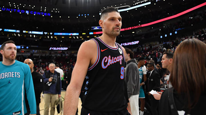 Jan 3, 2026; Chicago, Illinois, USA; Chicago Bulls center Nikola Vucevic (9) walks off the court after the game against the Charlotte Hornets at United Center. Mandatory Credit: Patrick Gorski-Imagn Images Jan 3, 2026; Chicago, Illinois, USA; Chicago Bulls center Nikola Vucevic (9) walks off the court after the game against the Charlotte Hornets at United Center. Mandatory Credit: Patrick Gorski-Imagn Images