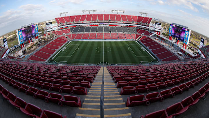 A general view of the stadium before a preseason friendly match between Inter Miami CF and Orlando City at Raymond James Stadium. A general view of the stadium before a preseason friendly match between Inter Miami CF and Orlando City at Raymond James Stadium.