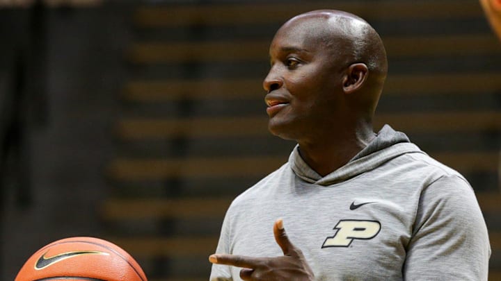 Purdue assistant coach Terry Johnson during practice. Purdue assistant coach Terry Johnson during practice.
