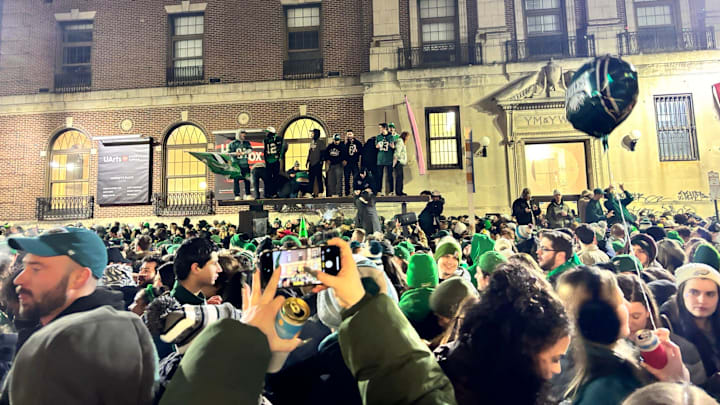 Eagles fans celebrate their Super Bowl LIX victory over Chiefs. Eagles fans celebrate their Super Bowl LIX victory over Chiefs.