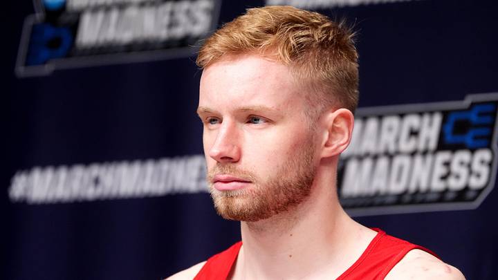 Rienk Mast speaks during practice and media day for the first round of the NCAA basketball tournament.
