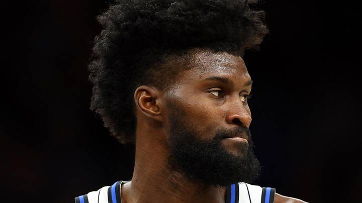 Feb 21, 2026; Phoenix, Arizona, USA; Orlando Magic forward Jonathan Isaac (1) against the Phoenix Suns at Mortgage Matchup Center. Mandatory Credit: Mark J. Rebilas-Imagn Images