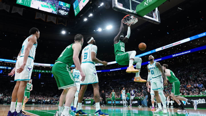 Apr 12, 2024; Boston, Massachusetts, USA; Boston Celtics center Neemias Queta (88) makes the basket. Apr 12, 2024; Boston, Massachusetts, USA; Boston Celtics center Neemias Queta (88) makes the basket.