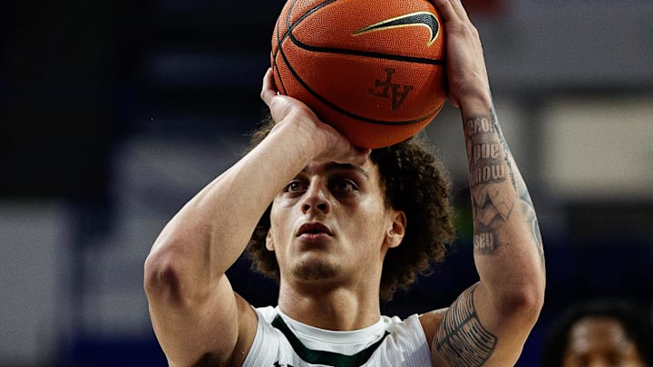 Feb 25, 2025; Colorado Springs, Colorado, USA; Colorado State Rams guard Kyan Evans (0) attempts a free throw in the second half against the Air Force Falcons at Clune Arena. Mandatory Credit: Isaiah J. Downing-Imagn Images Feb 25, 2025; Colorado Springs, Colorado, USA; Colorado State Rams guard Kyan Evans (0) attempts a free throw in the second half against the Air Force Falcons at Clune Arena. Mandatory Credit: Isaiah J. Downing-Imagn Images