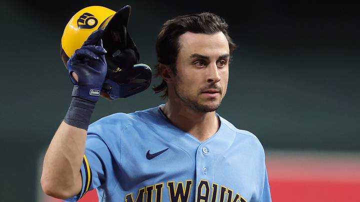 Jul 3, 2026; Phoenix, Arizona, USA; Milwaukee Brewers outfielder Sal Frelick against the Arizona Diamondbacks at Chase Field. Mandatory Credit: Mark J. Rebilas-Imagn Images