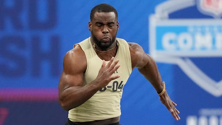 Mar 2, 2024; Indianapolis, IN, USA; Florida State running back Trey Benson (RB04) during the 2024