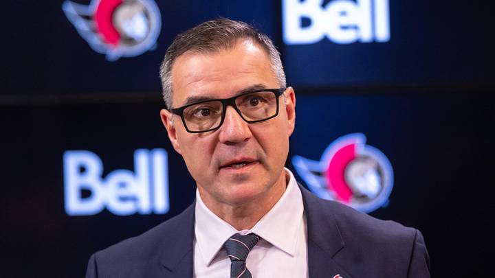 Jan 12, 2025; Ottawa, Ontario, CAN; President of Hockey Operations and General Manager Steve Staios speaks to the media pprior to match between the Dallas Stars and the Ottawa Senators at the Canadian Tire Centre. Mandatory Credit: Marc DesRosiers-Imagn Images Jan 12, 2025; Ottawa, Ontario, CAN; President of Hockey Operations and General Manager Steve Staios speaks to the media pprior to match between the Dallas Stars and the Ottawa Senators at the Canadian Tire Centre. Mandatory Credit: Marc DesRosiers-Imagn Images