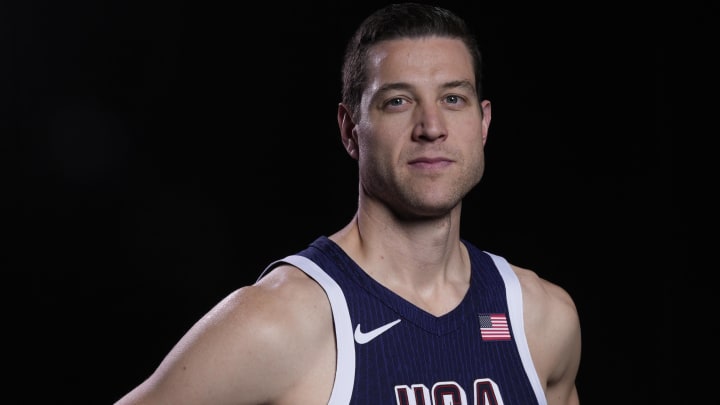 Olympic athlete Jimmer Fredette poses.