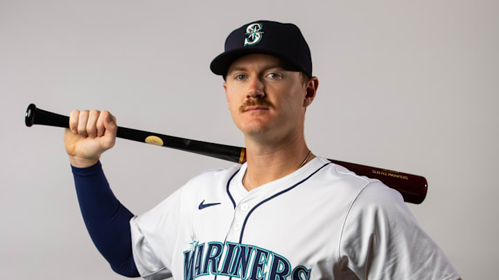 Seattle Mariners catcher Blake Hunt poses for a portrait during photo day at Peoria Sports Complex in 2024.