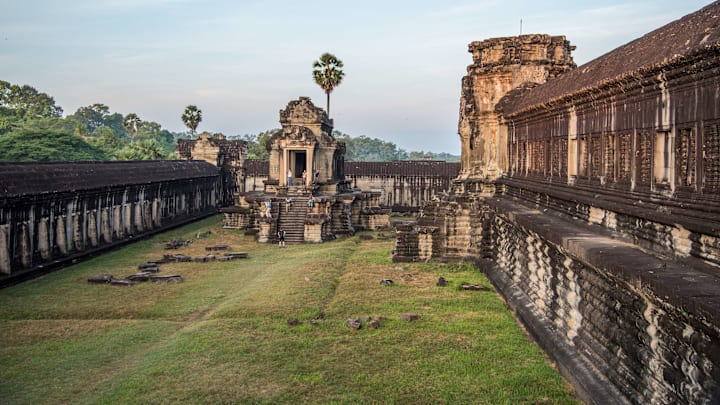 One of the internal enclosures of Angkor Wat temple at...