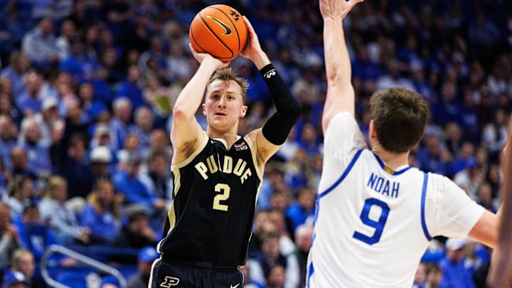 Purdue Boilermakers guard Fletcher Loyer (2) shoots the ball Purdue Boilermakers guard Fletcher Loyer (2) shoots the ball