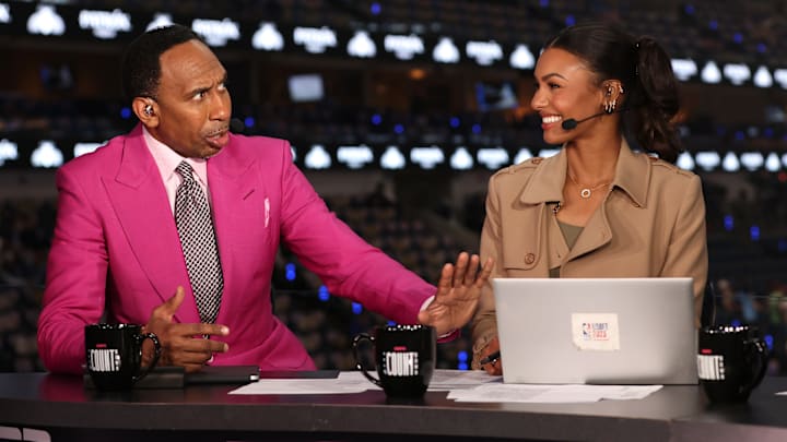 ESPN's Stephen A. Smith and Malika Andrews at the NBA Finals.