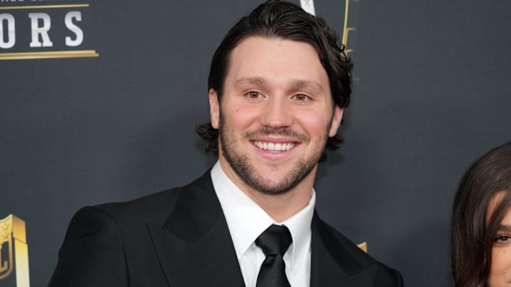 Feb 6, 2025; New Orleans, LA, USA; Josh Allen on the red carpet before Super Bowl LIX NFL Honors at Saenger Theatre. Feb 6, 2025; New Orleans, LA, USA; Josh Allen on the red carpet before Super Bowl LIX NFL Honors at Saenger Theatre.
