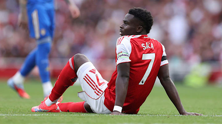 Bukayo Saka missed Arsenal’s trip to Anfield last time out.