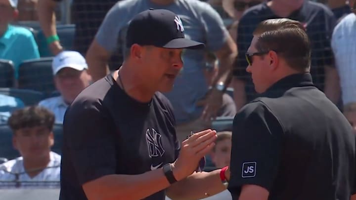 New York Yankees manager Aaron Boone leads all of MLB with five ejections in 2025.