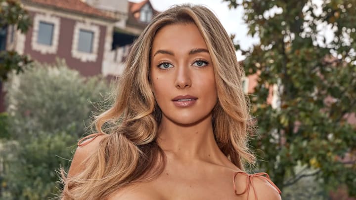 Penny Lane was photographed by Ben Watts in Portugal. Swimsuit by Agua by Agua Bendita. Penny Lane was photographed by Ben Watts in Portugal. Swimsuit by Agua by Agua Bendita.