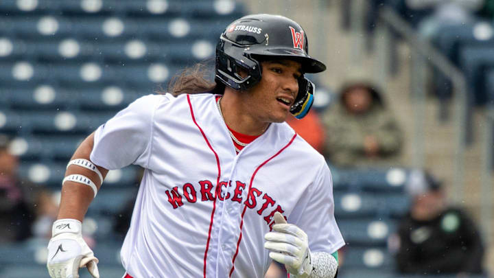 Worcester center fielder Jhostynxon Garcia runs the bases after hitting a first inning home run against the Durham Bulls May 23. Worcester center fielder Jhostynxon Garcia runs the bases after hitting a first inning home run against the Durham Bulls May 23.