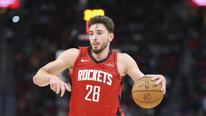 Oct 25, 2024; Houston, Texas, USA; Houston Rockets center Alperen Sengun (28) drives with the ball during the fourth quarter against the Memphis Grizzlies at Toyota Center. Mandatory Credit: Troy Taormina-Imagn Images Oct 25, 2024; Houston, Texas, USA; Houston Rockets center Alperen Sengun (28) drives with the ball during the fourth quarter against the Memphis Grizzlies at Toyota Center. Mandatory Credit: Troy Taormina-Imagn Images