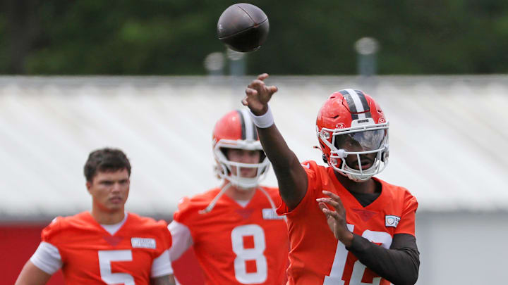 Shedeur Sanders and Dillon Gabriel are locked in a four-way battle for reps and roster position at quarterback for the Cleveland Browns.
