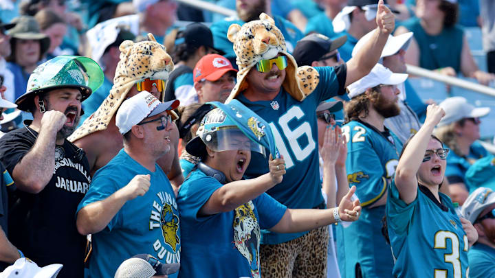 Jaguar fans in the stands during Sunday's game. The Jacksonville Jaguars hosted the Kansas City