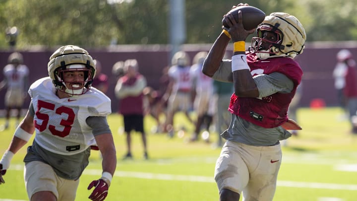 The Florida State Seminoles football team practice for the upcoming season Thursday, April 9, 2026. The Florida State Seminoles football team practice for the upcoming season Thursday, April 9, 2026.