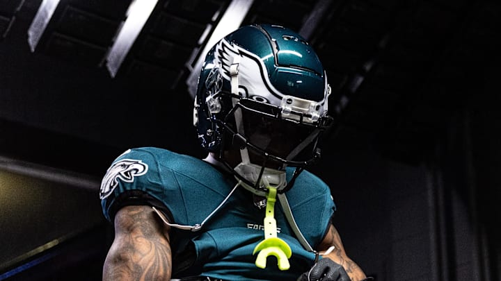 Nov 14, 2024; Philadelphia, Pennsylvania, USA; Philadelphia Eagles wide receiver DeVonta Smith walks out of the tunnel before action against the Washington Commanders at Lincoln Financial Field. Mandatory Credit: Bill Streicher-Imagn Images