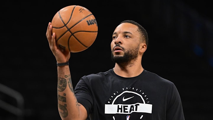 Feb 24, 2026; Milwaukee, Wisconsin, USA; Miami Heat guard Norman Powell (24) warms up before game against the Milwaukee Bucks at Fiserv Forum. Feb 24, 2026; Milwaukee, Wisconsin, USA; Miami Heat guard Norman Powell (24) warms up before game against the Milwaukee Bucks at Fiserv Forum.