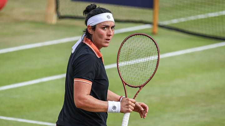 Ons Jabeur looks on during the ecotrans Ladies Open 2024.