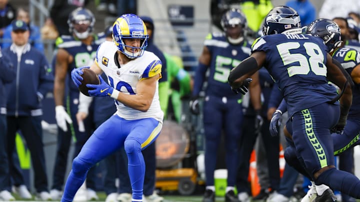 Los Angeles Rams wide receiver Cooper Kupp catches a pass against the Seattle Seahawks. Los Angeles Rams wide receiver Cooper Kupp catches a pass against the Seattle Seahawks.