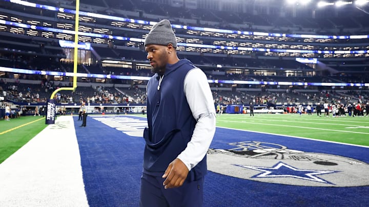Dallas Cowboys defensive end Micah Parsons walks off the field after the game against the Atlanta Falcons at AT&T Stadium 