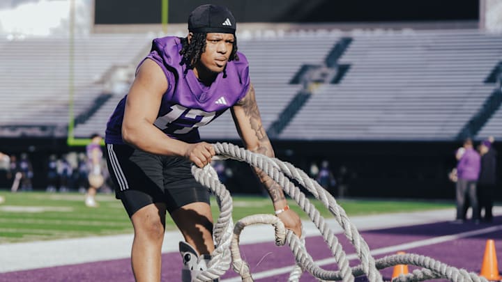 Deven Bryant, with an injured foot, stays in shape during spring ball. 