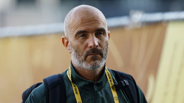 Jul 4, 2025; Philadelphia, Pennsylvania, USA; Chelsea manager Enzo Maresca arrives at the stadium before a quarterfinal match of the 2025 FIFA Club World Cup at Lincoln Financial Field. Credit: Susana Vera-Reuters via Imagn Images