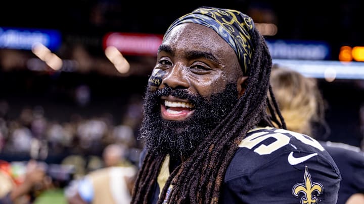 Nov 17, 2024; New Orleans, Louisiana, USA; New Orleans Saints linebacker Demario Davis (56) reacts after the game against the Cleveland Browns at Caesars Superdome. Mandatory Credit: Stephen Lew-Imagn Images Nov 17, 2024; New Orleans, Louisiana, USA; New Orleans Saints linebacker Demario Davis (56) reacts after the game against the Cleveland Browns at Caesars Superdome. Mandatory Credit: Stephen Lew-Imagn Images