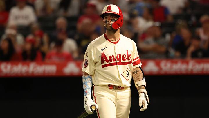 Aug 1, 2026; Anaheim, California, USA; Los Angeles Angels shortstop Zach Neto (9) reacts after strikes out during the seventh inning against the Milwaukee Brewers at Angel Stadium. Mandatory Credit: Kiyoshi Mio-Imagn Images Aug 1, 2026; Anaheim, California, USA; Los Angeles Angels shortstop Zach Neto (9) reacts after strikes out during the seventh inning against the Milwaukee Brewers at Angel Stadium. Mandatory Credit: Kiyoshi Mio-Imagn Images