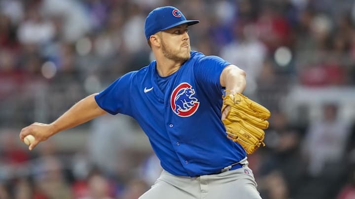 Sep 27, 2023; Cumberland, Georgia, USA; Chicago Cubs starting pitcher Jameson Taillon. Sep 27, 2023; Cumberland, Georgia, USA; Chicago Cubs starting pitcher Jameson Taillon.