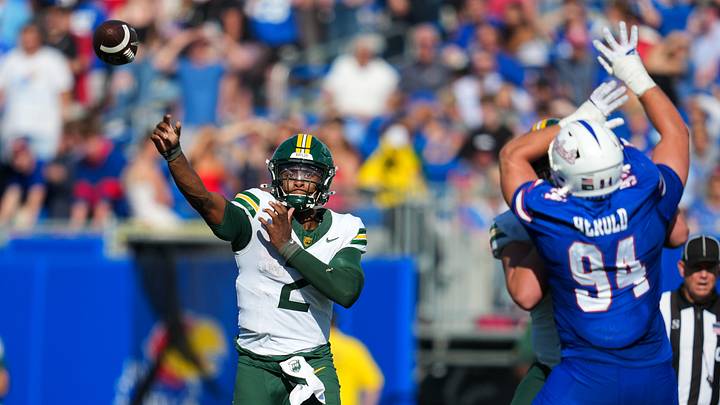 Oct 24, 2026; Lawrence, Kansas, USA; Baylor Bears quarterback DJ Lagway (2) throws a pass during the second half against the Kansas Jayhawks at David Booth Kansas Memorial Stadium. Mandatory Credit: Jay Biggerstaff-Imagn Images